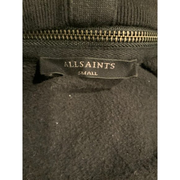 Allsaints Open Front Black Dahlia Sweat Cardigan W/ Zipper Collar, Size Small - Picture 8 of 9